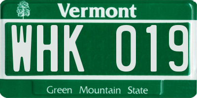 VT license plate WHK019