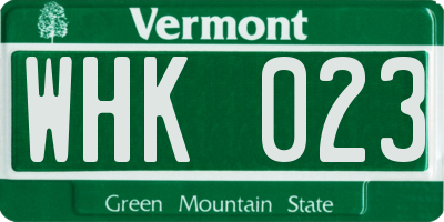 VT license plate WHK023