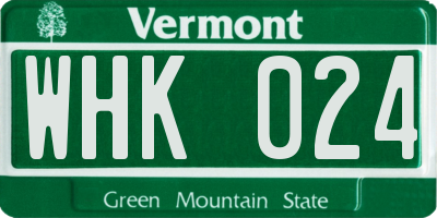 VT license plate WHK024