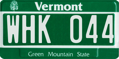 VT license plate WHK044