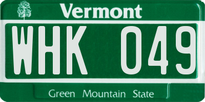 VT license plate WHK049