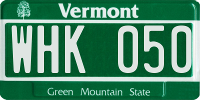 VT license plate WHK050