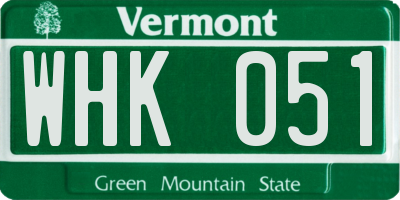 VT license plate WHK051