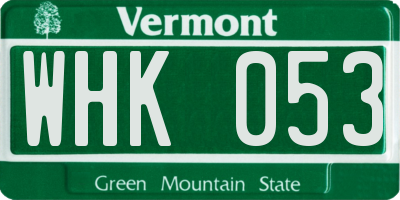 VT license plate WHK053