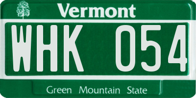 VT license plate WHK054