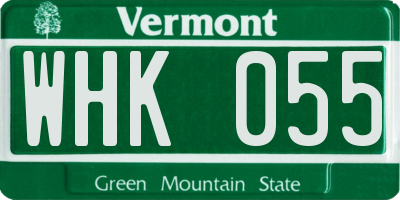 VT license plate WHK055