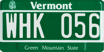 VT license plate WHK056