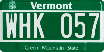 VT license plate WHK057