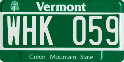 VT license plate WHK059