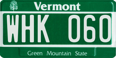 VT license plate WHK060