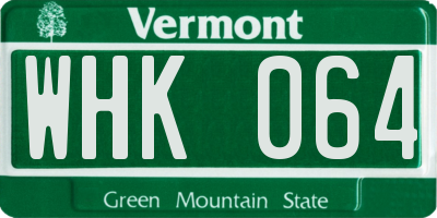 VT license plate WHK064