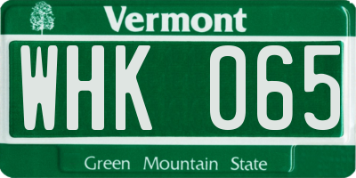 VT license plate WHK065