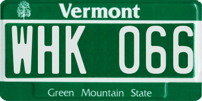 VT license plate WHK066