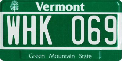 VT license plate WHK069