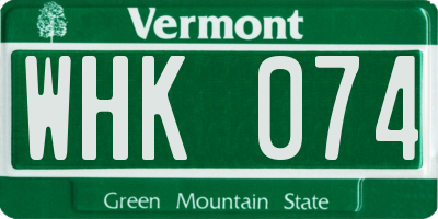 VT license plate WHK074