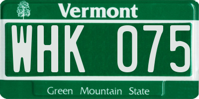 VT license plate WHK075
