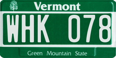 VT license plate WHK078