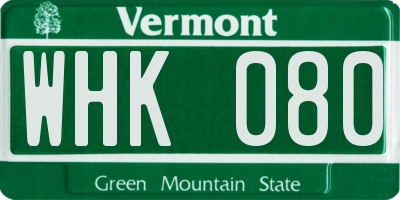 VT license plate WHK080
