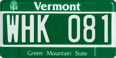 VT license plate WHK081