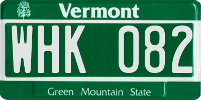 VT license plate WHK082