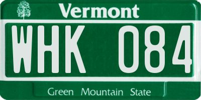 VT license plate WHK084