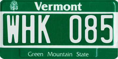 VT license plate WHK085