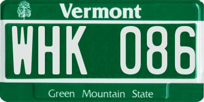 VT license plate WHK086