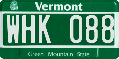 VT license plate WHK088