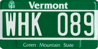 VT license plate WHK089