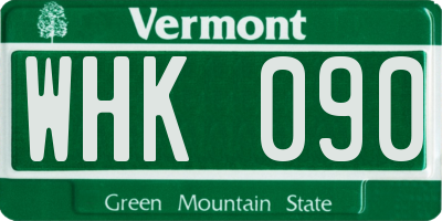 VT license plate WHK090