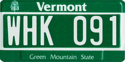 VT license plate WHK091