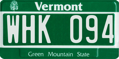 VT license plate WHK094