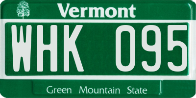 VT license plate WHK095