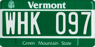 VT license plate WHK097