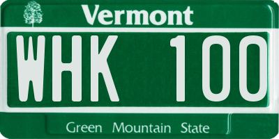 VT license plate WHK100