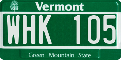 VT license plate WHK105