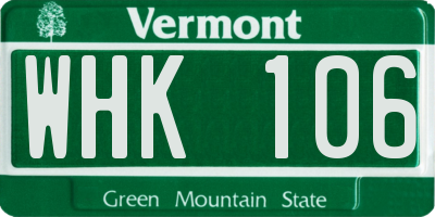 VT license plate WHK106