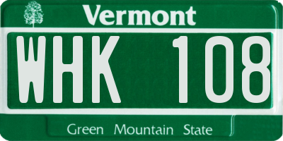 VT license plate WHK108