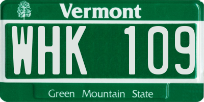 VT license plate WHK109