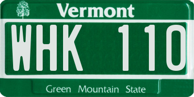 VT license plate WHK110
