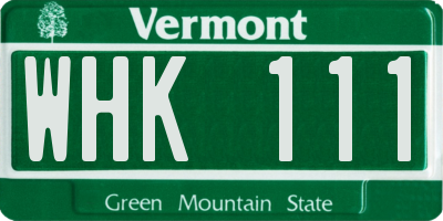 VT license plate WHK111