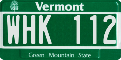 VT license plate WHK112