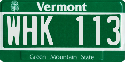 VT license plate WHK113