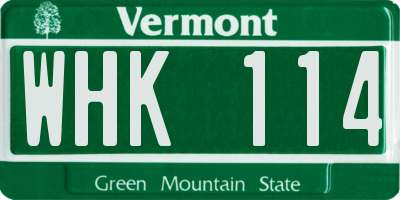 VT license plate WHK114