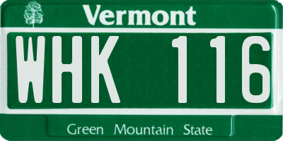 VT license plate WHK116