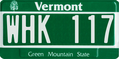 VT license plate WHK117