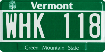 VT license plate WHK118