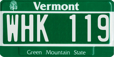 VT license plate WHK119
