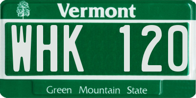 VT license plate WHK120