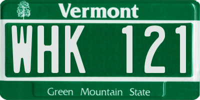 VT license plate WHK121
